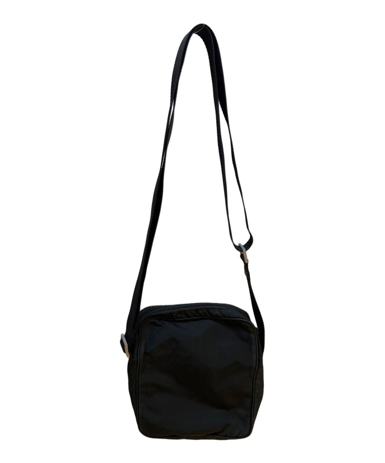 PRADA Mens Black Small Shoulder Bag Adjustable Strap 80 to 150cm W17 H18cm Auth