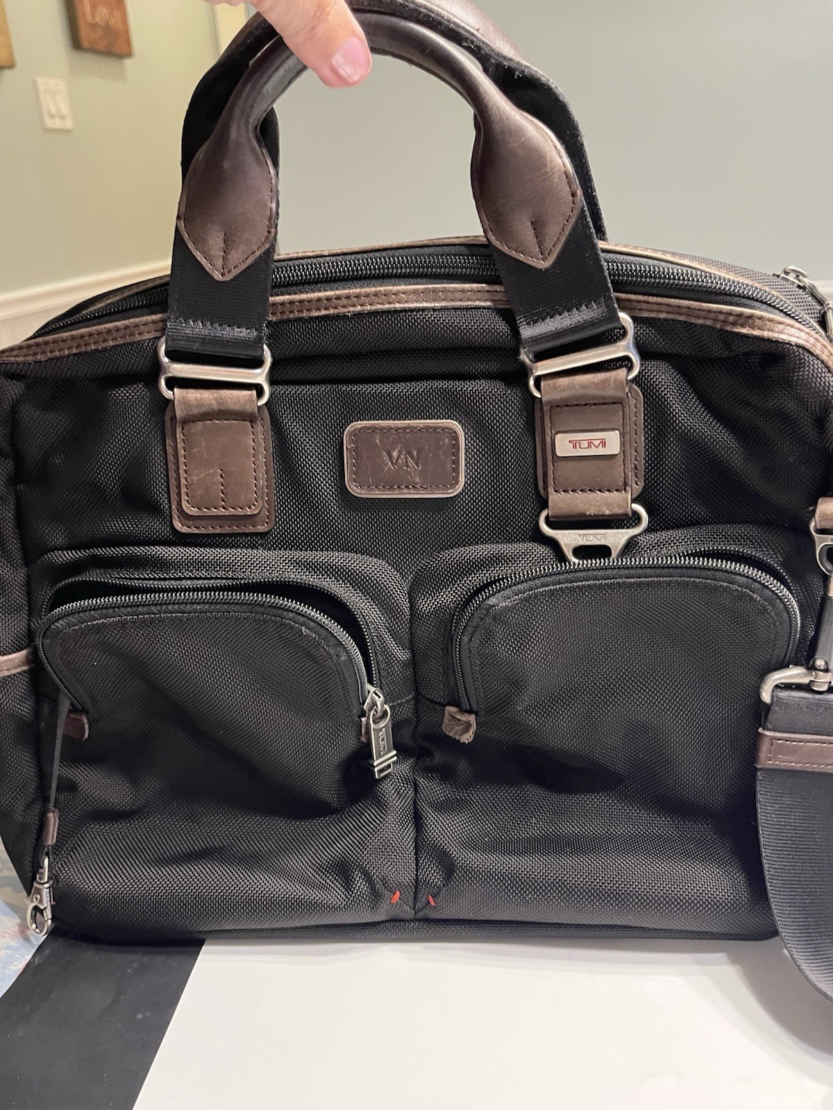 TUMI Alpha Bravo McNair Slim Briefcase Black Ballistic Nylon Leather 22611HKH