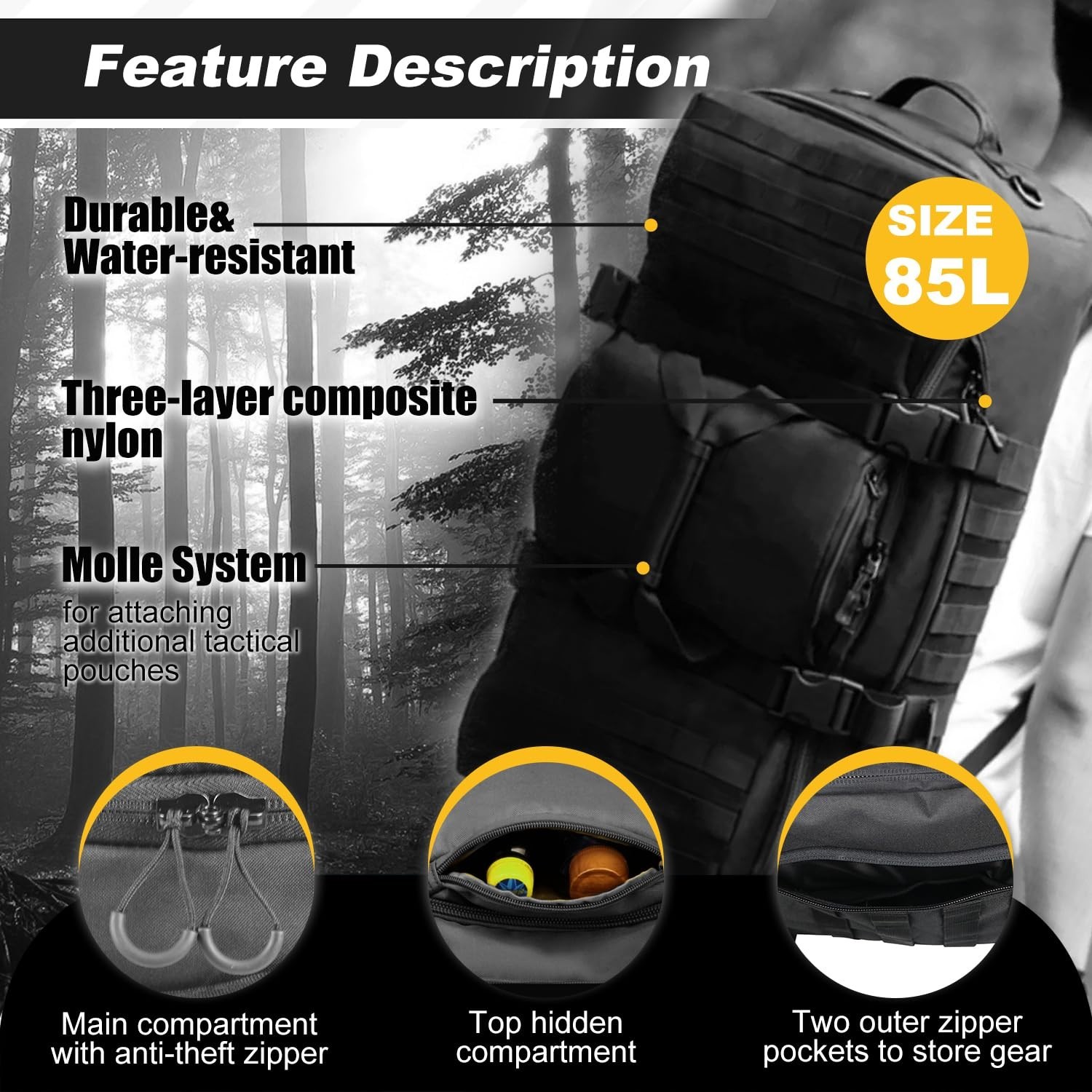 3-in-1 Military Backpack Duffle Bag for Travel, Gym, Weekender & Deployment