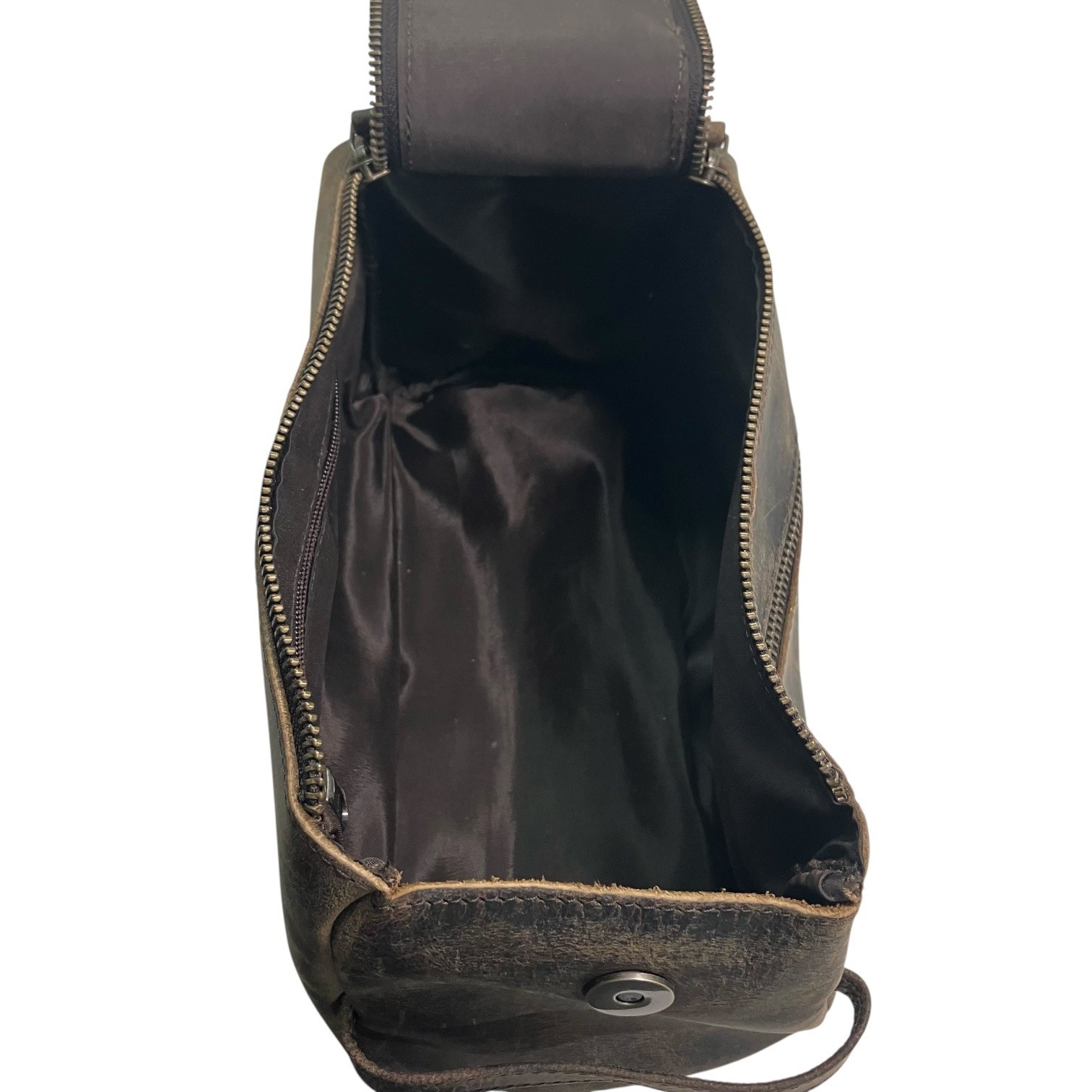 KomalC Buffalo Leather Toiletry Bag Mens Dopp Kit Vintage Travel Case Brown