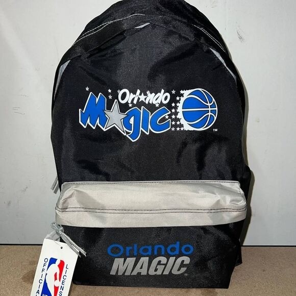 Vintage Orlando Magic Backpack Bag Black NBA Nasco Lightweight Printed