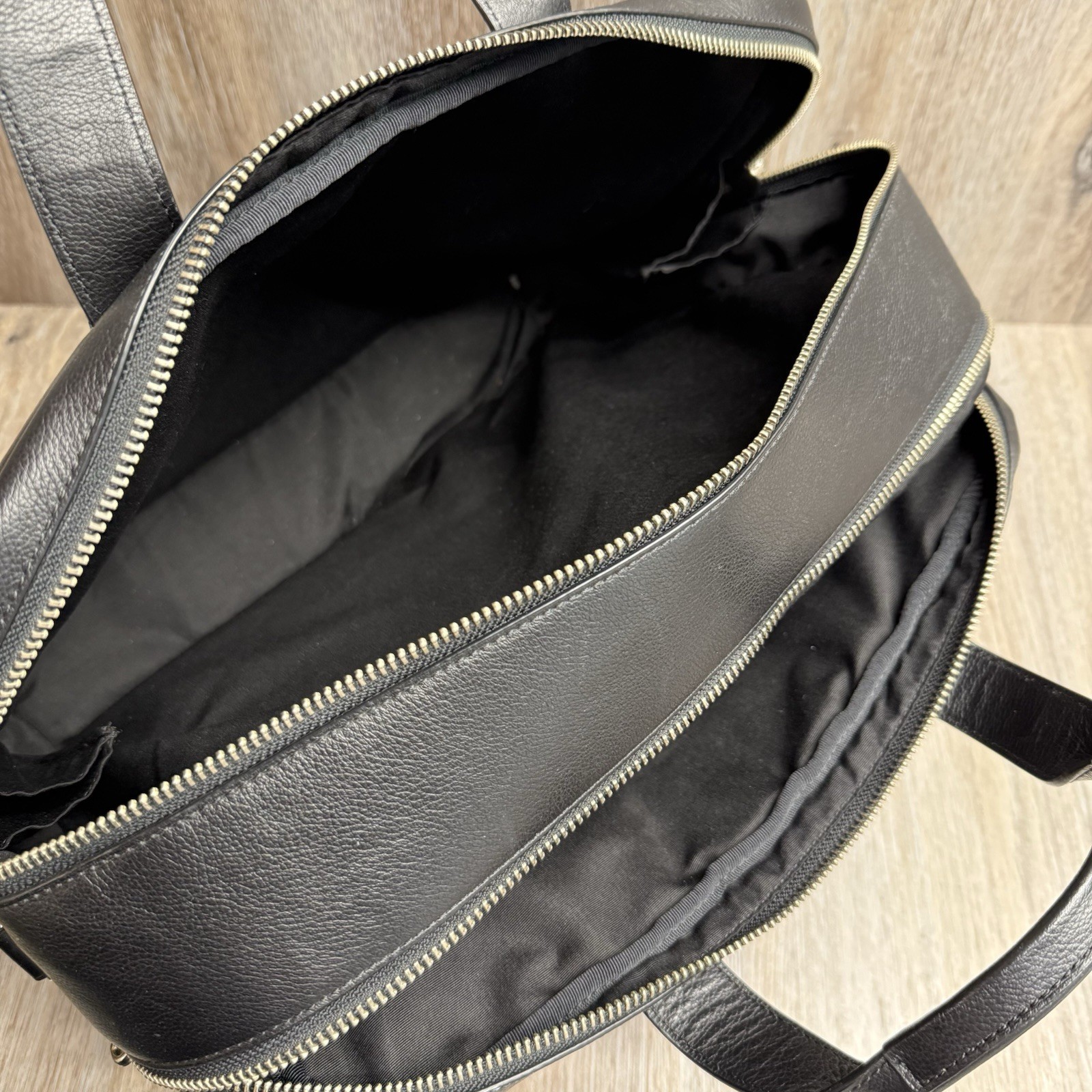 COACH 24 hour Smooth Black Leather Laptop Briefcase Messenger Bag — F72224