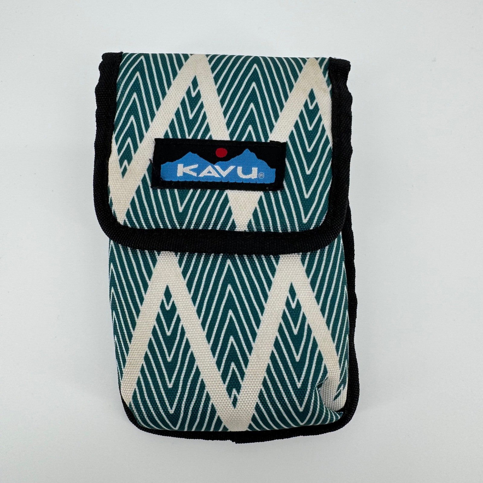 Kavu Teal Geometric Phone Pouch Waist Belt Cell Holster Carrying Case Utility