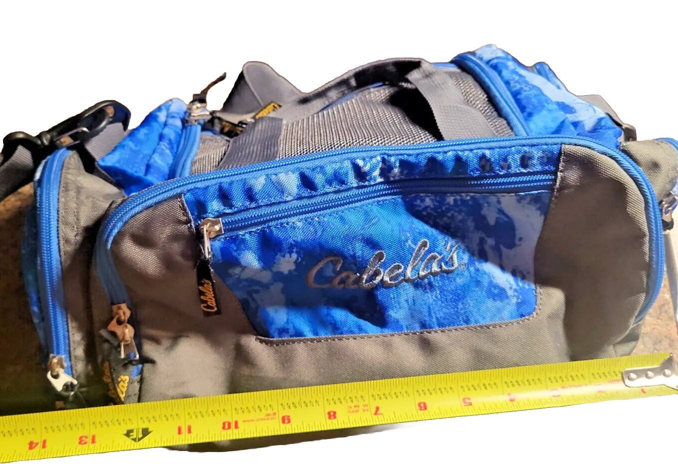 Cabelas Carryall Travel Bag Utility Organizer Blue Gray Small 14x10x9”