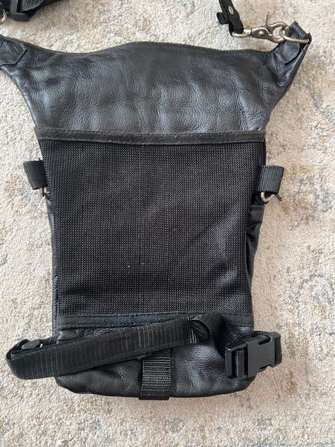 Milwaukee Leather X LARGE CONCEAL CARRY BLACK LEATHER THIGH BAG MOTO BIKE NEW