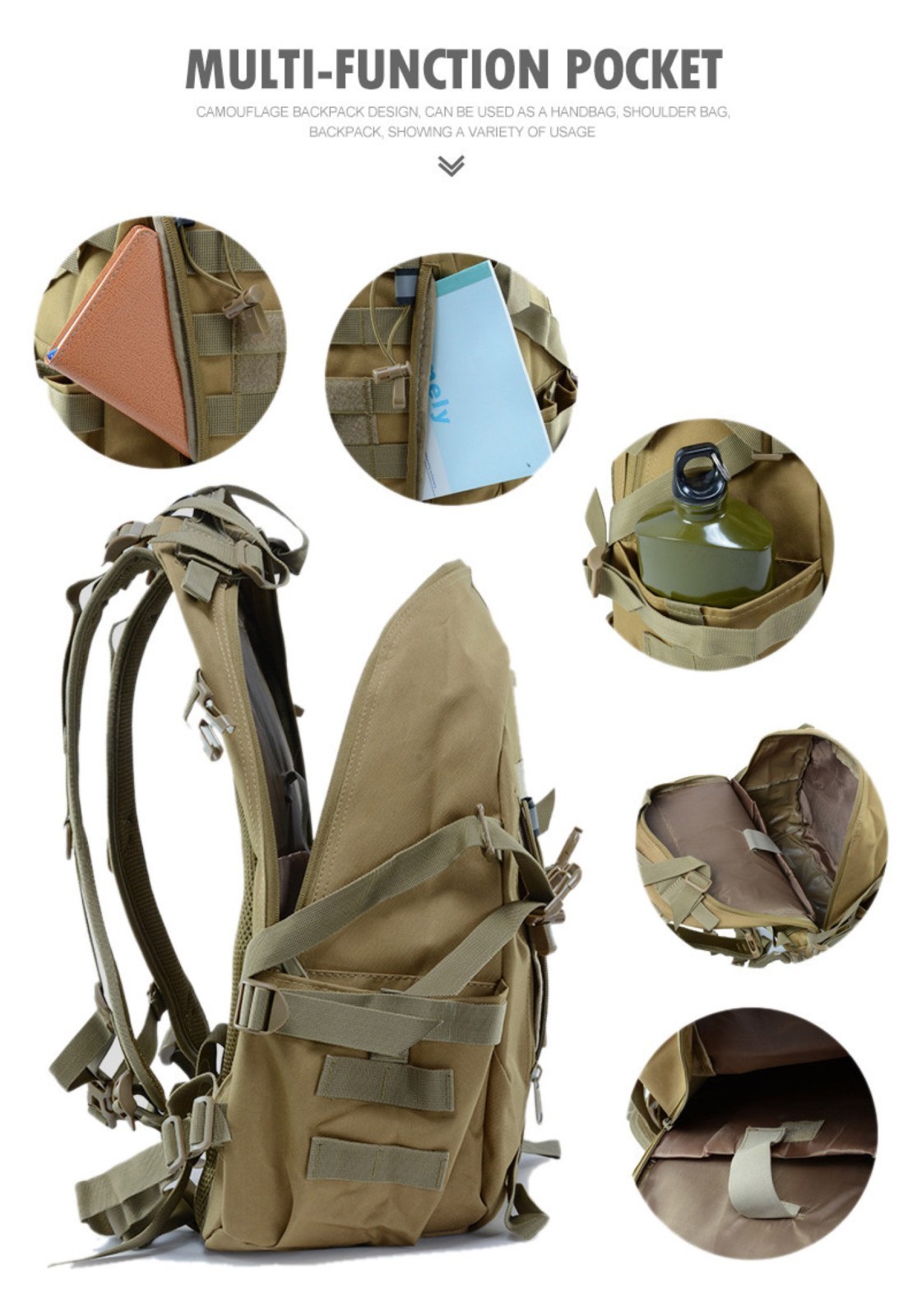 Camping Hiking Military Backpack Men Outdoor Travel Bags Climbing Sport Bag