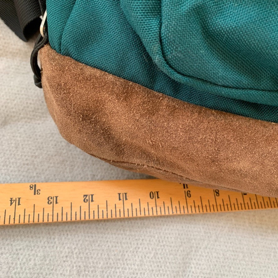 Vintage Y2K Nike Leather Suede Bottom Retro Green Backpack Bag Center Swoosh 90s
