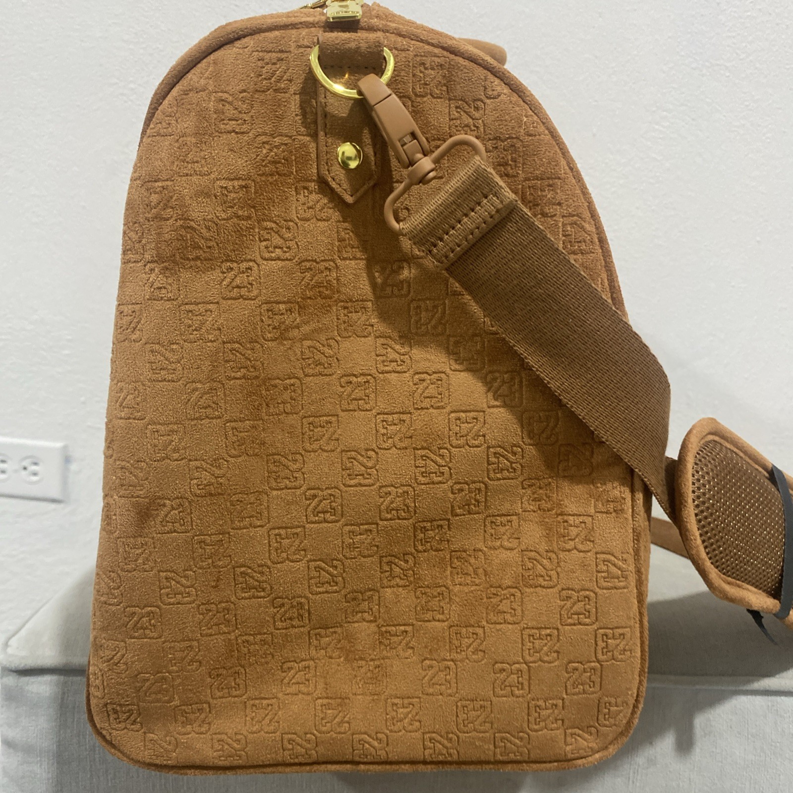 Nike Jordan Suede Monogram 40L Duffel Cognac Large Bag LM9205-X6X