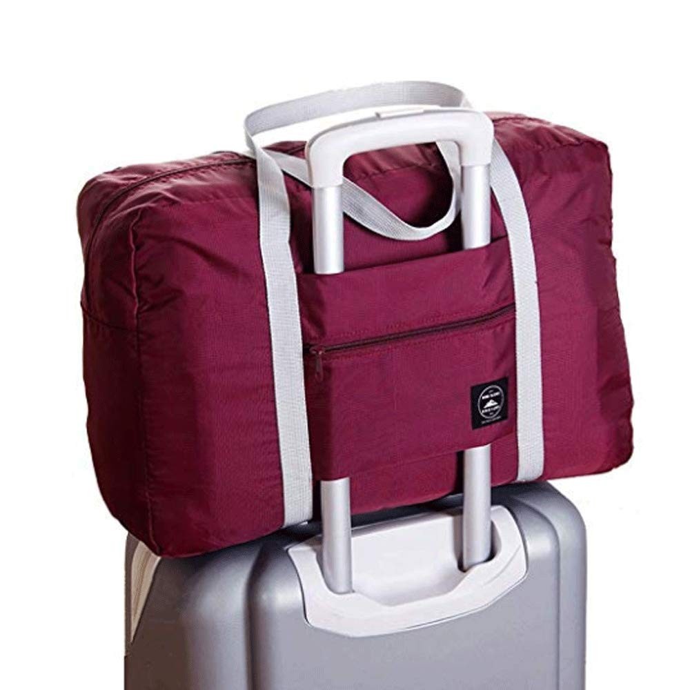2 Pack Foldable Travel Bag Waterproof 17.7 x 12.6 x 6.3 inches, Black-Red