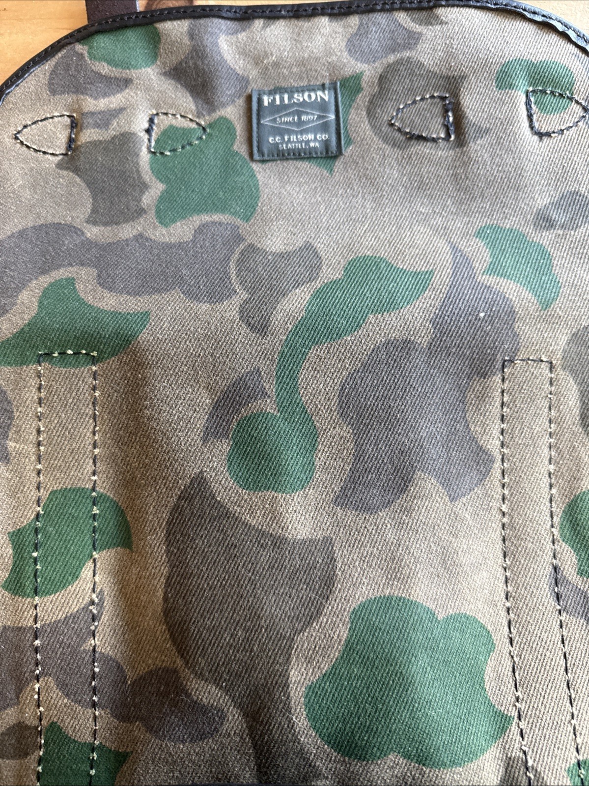 Filson Large Rugged Twill Rucksack Backpack Made In USA Camo Canvas