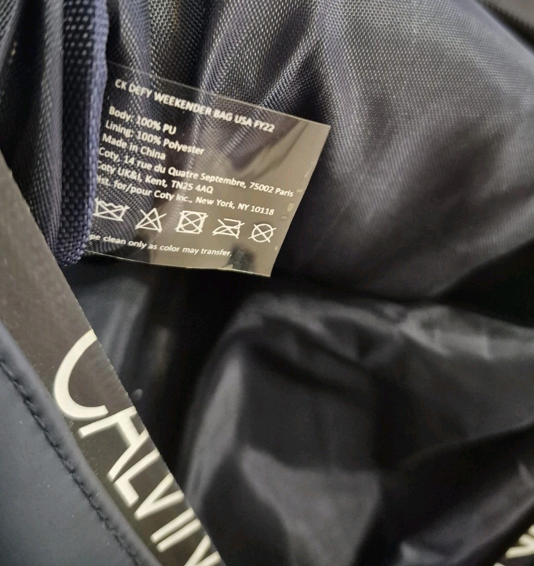 CALVIN KLEIN DEFY Dark Blue Duffle Weekender Travel Bag