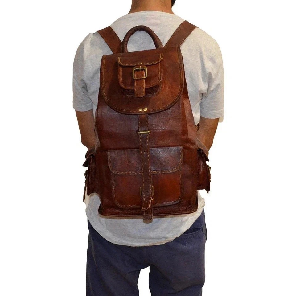 Explore Leather Bag Goat Genuine Laptop Travel Men’s Brown Men