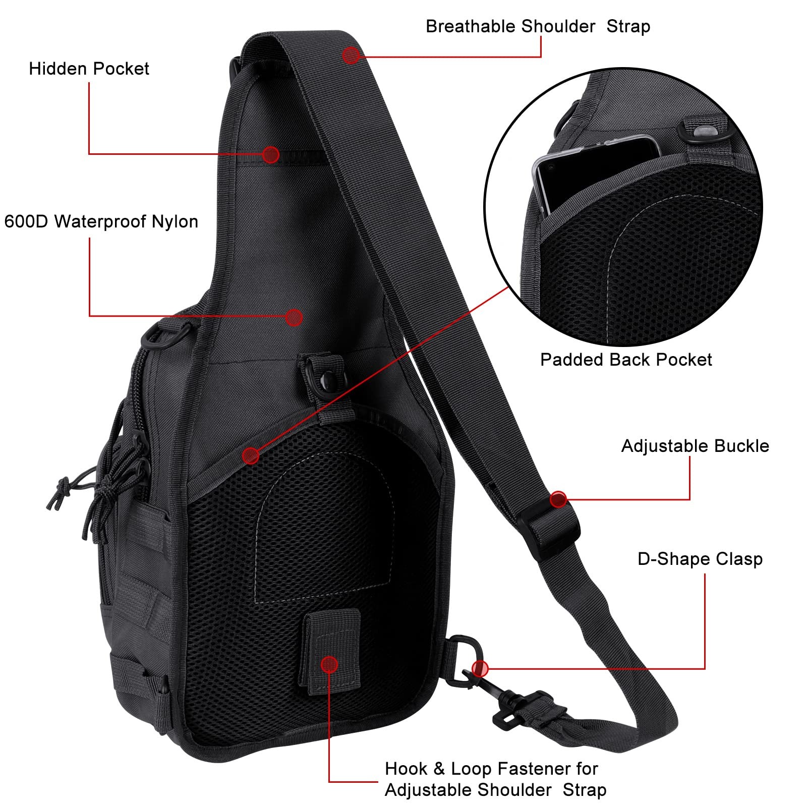 Tactical Backpack, Waterproof Military Cross-body Molle Sling Shoulder Backpa…
