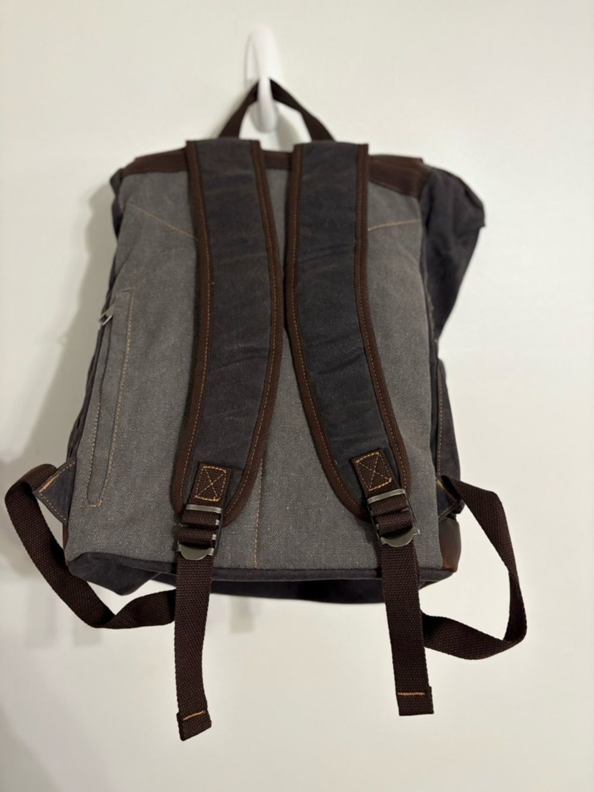 Vintage-Style Brown Canvas & Leather Men’s Backpack