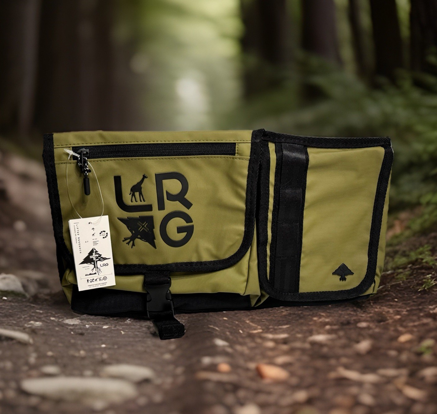 LRG Tactile Utility Sling Bag In Olive Green & Black New w/ Tag