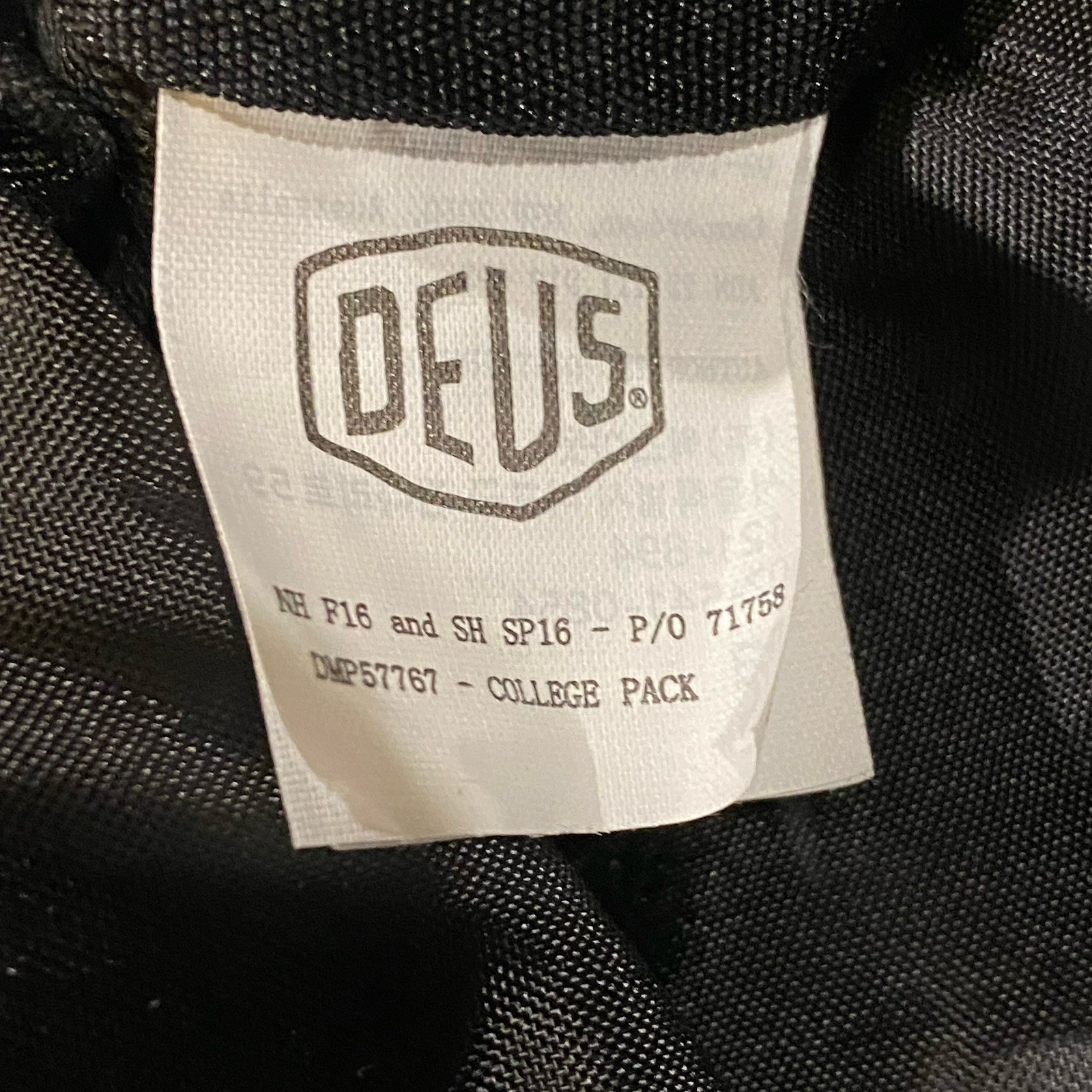 Deus Ex Machina College Pack Backpack – New With Tags – Black