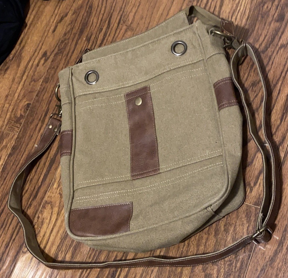 Messenger Bag Textile Canvas Messenger Bag Browns CROSS BODY 14x9x3 EUC