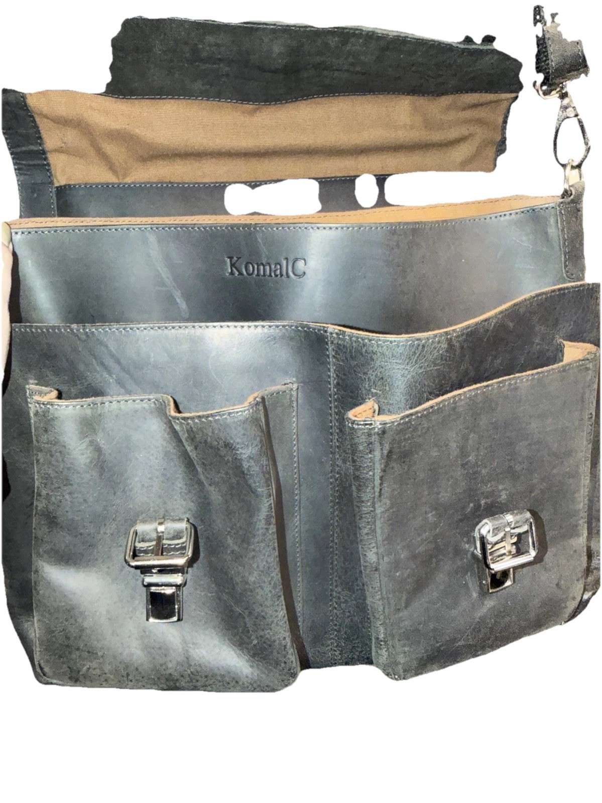 KomalC Men’s Distressed Brown Leather Messenger Bag Laptop Travel Bag