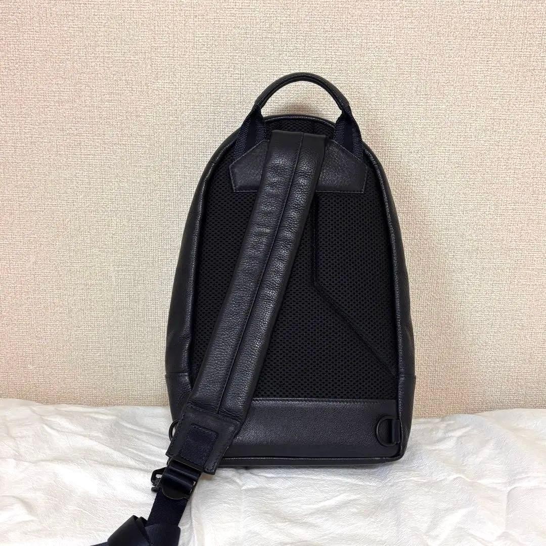 Authentic Porter DELIGHT Shoulder Bag Navy 6.8in x 13.4in Leather & Cotton Mens