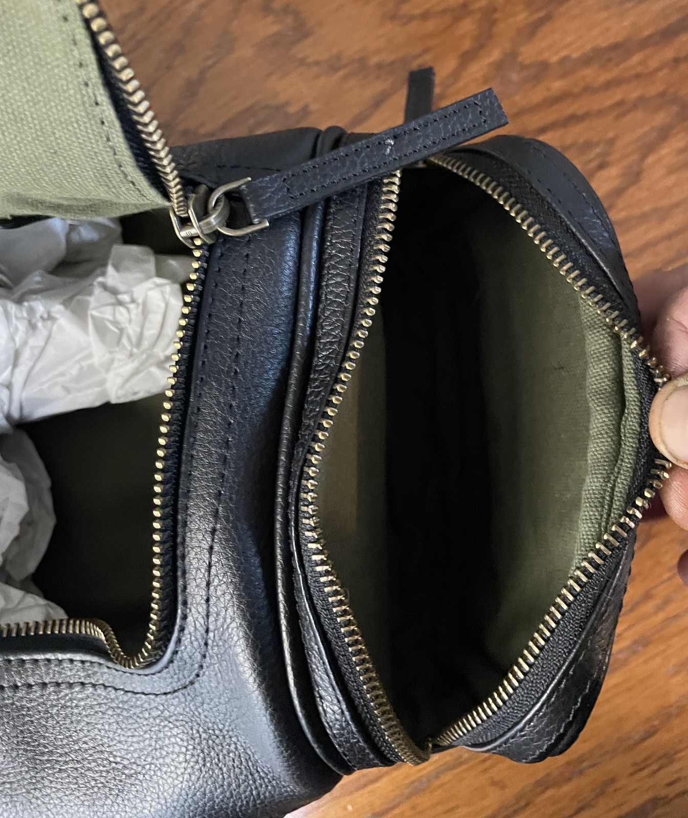 NWT QUINCE MEN’S NAPPA LEATHER TOILETRY HANGING ZIP AROUND TRAVEL BAG BLACK GD