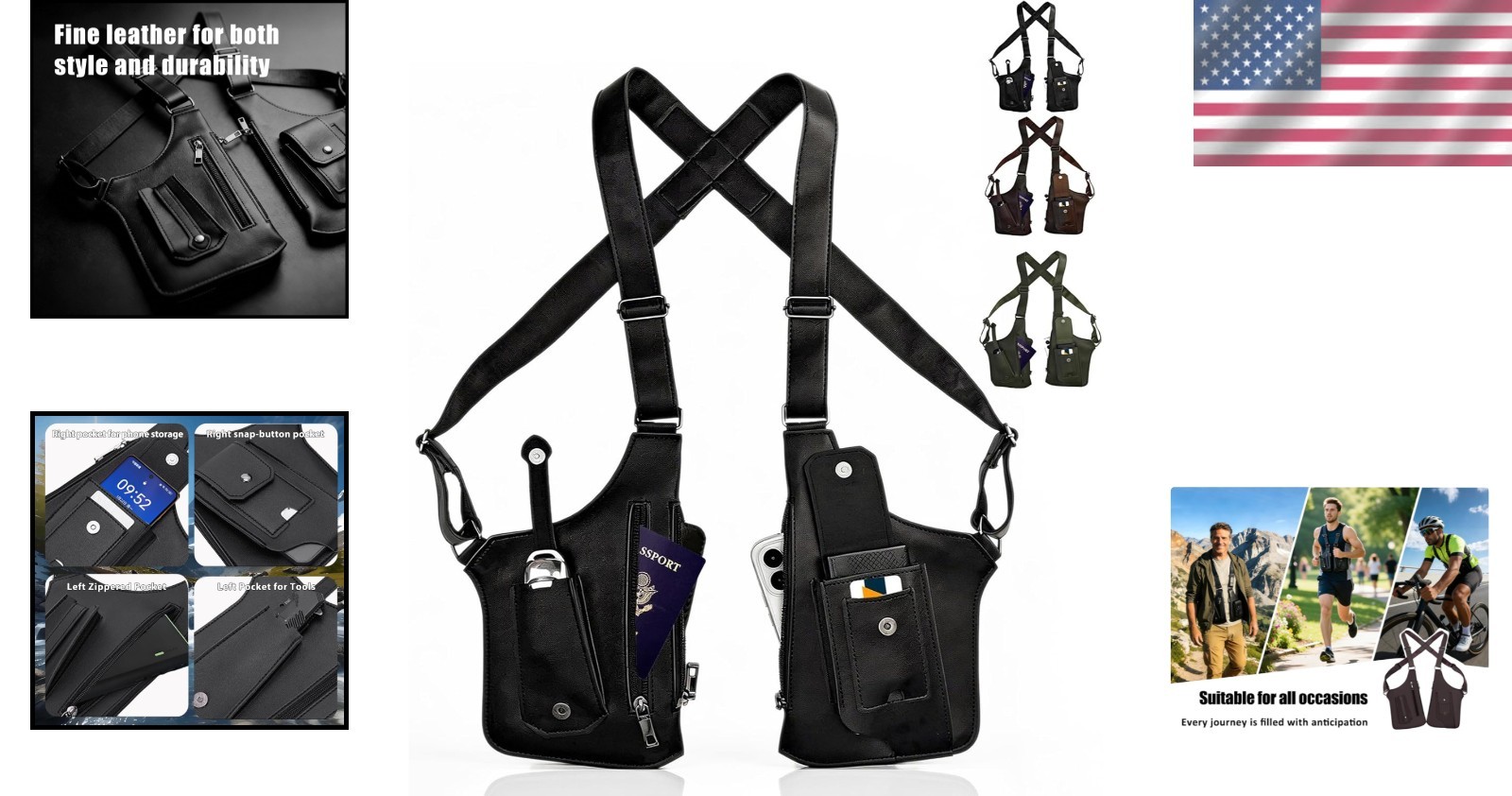 Underarm Anti-Theft Bag, Hidden Shoulder Holster, Double Storage Pouch, Phone Wa