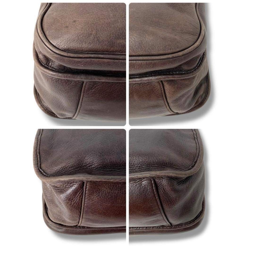 BALLY Shoulder Bag Trainspotting Leather Dark Brown Vintage 25.5×26.5x12cm