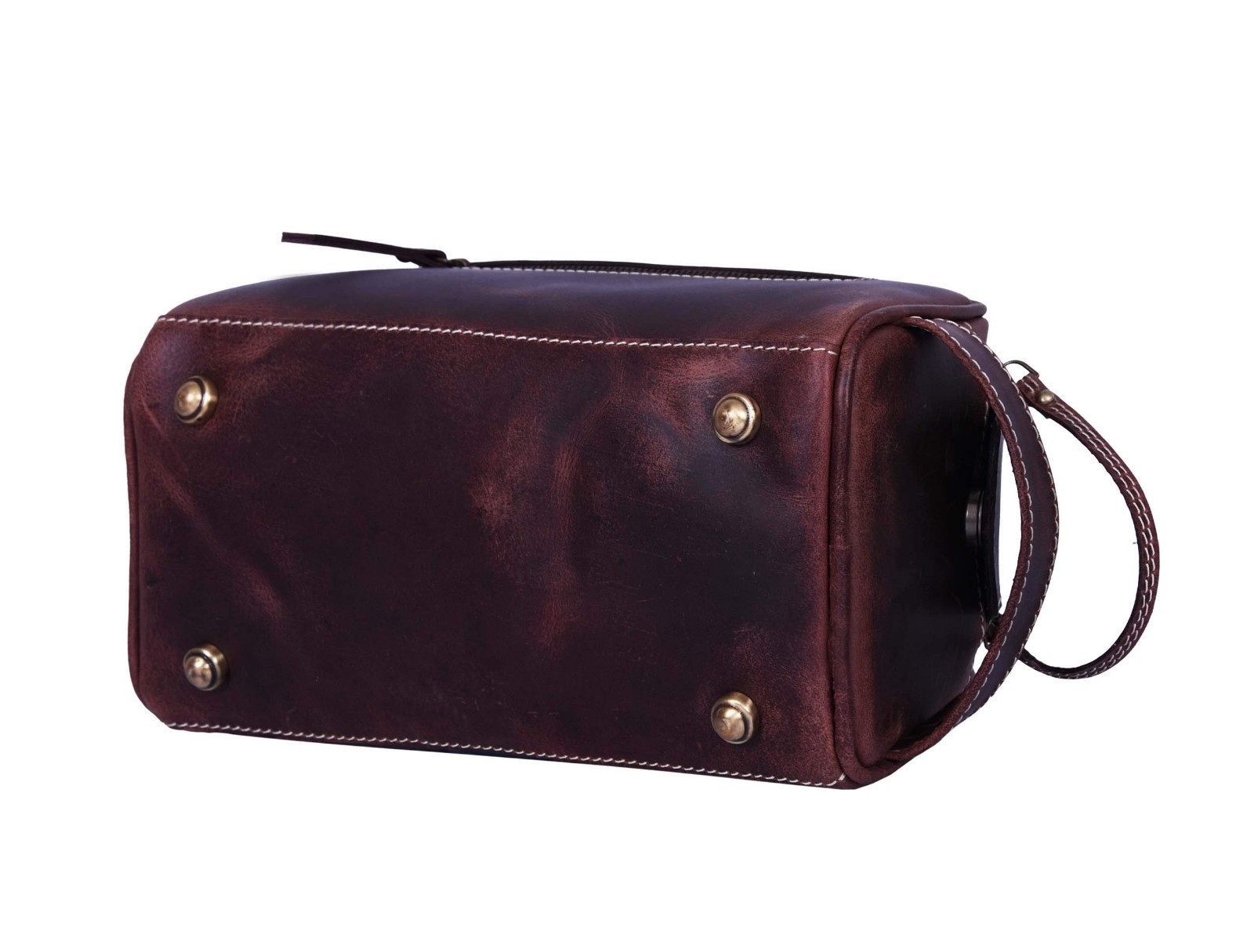10″ Leather Toiletry Travel Pouch | Waterproof Vintage Dopp Kit – Dark Brown