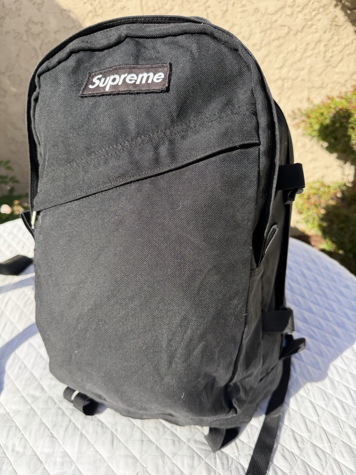 **well Worn Broken Clip* Vintage Ss02 12th Supreme Box Logo Backpack Black Nylon