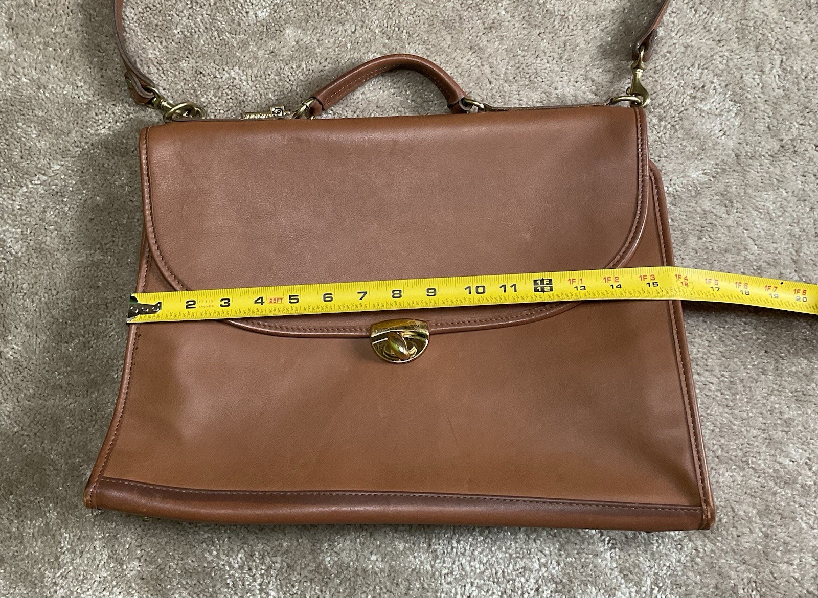 Vintage Jack Georges USA Leather Briefcase Messenger Satchel Bag Cognac Brown
