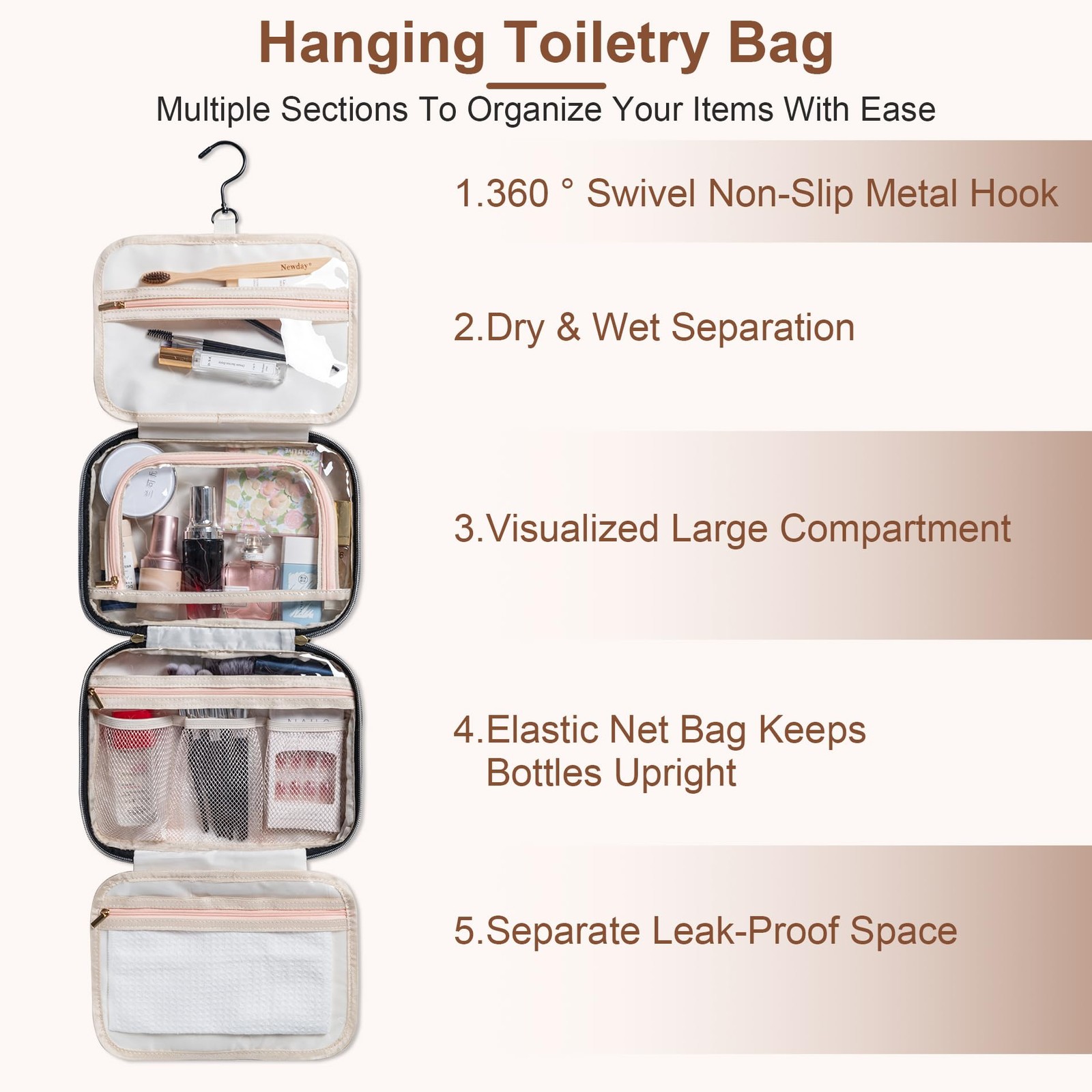 MODENGKONGJIAN Travel Toiletry Bag – Hanging 11.02 x 8.07 x 3.74 inch, Black