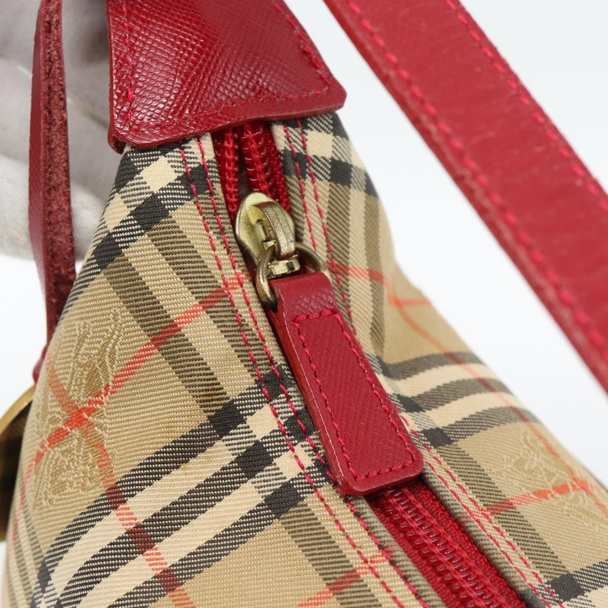 BURBERRY Nova Check Hand Bag Canvas Beige Gold Auth mr2701
