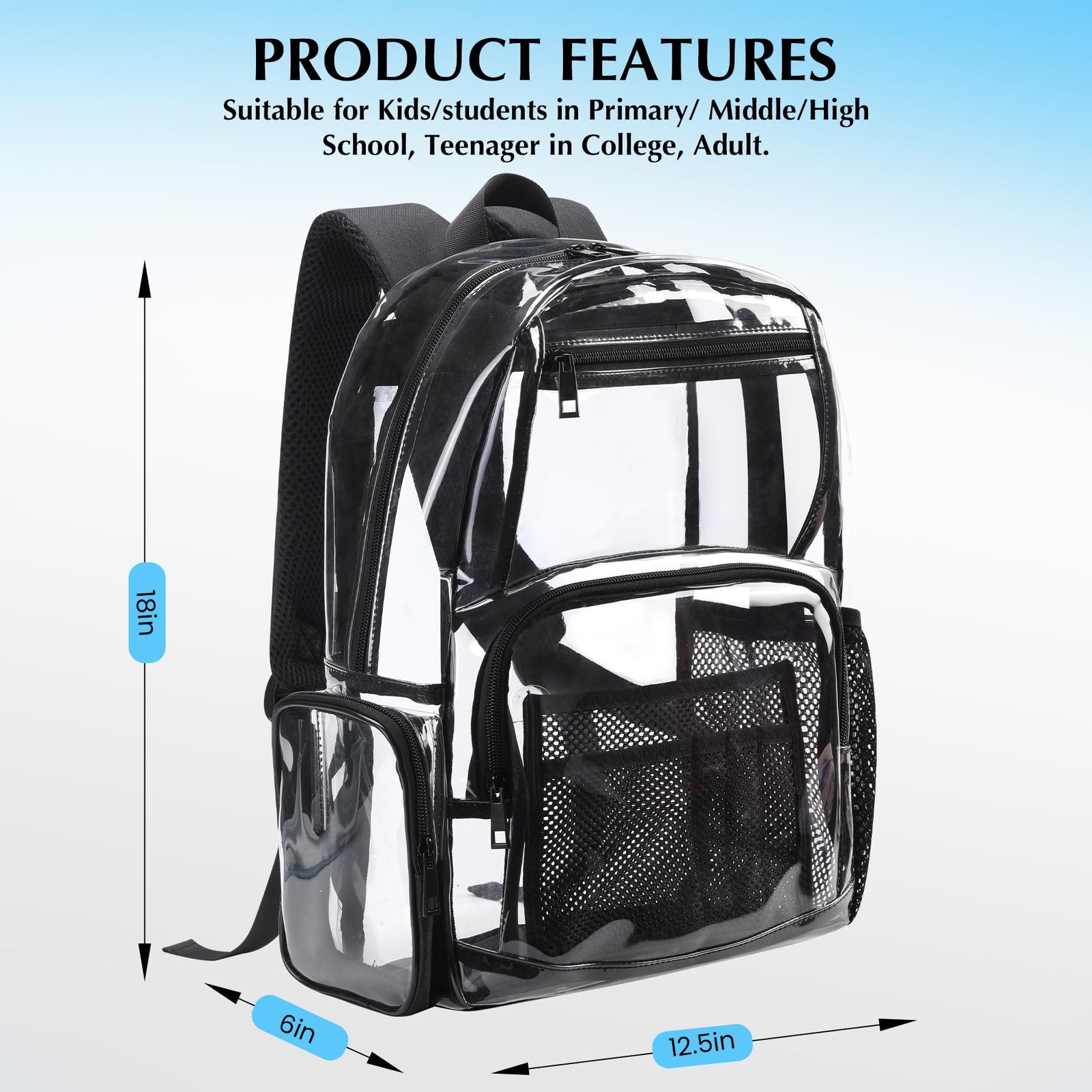 Clear Backpack for Students- Heavy Duty Transparent Bookbag Concerts,School, …