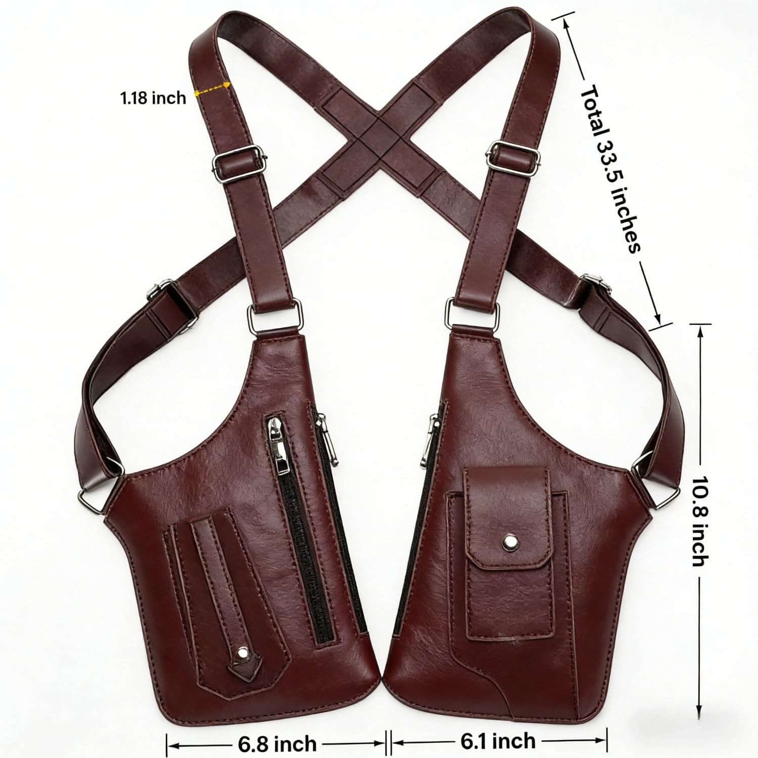 Premium Leather Shoulder Bag for Men, Double Armpit 8 inches, Brown