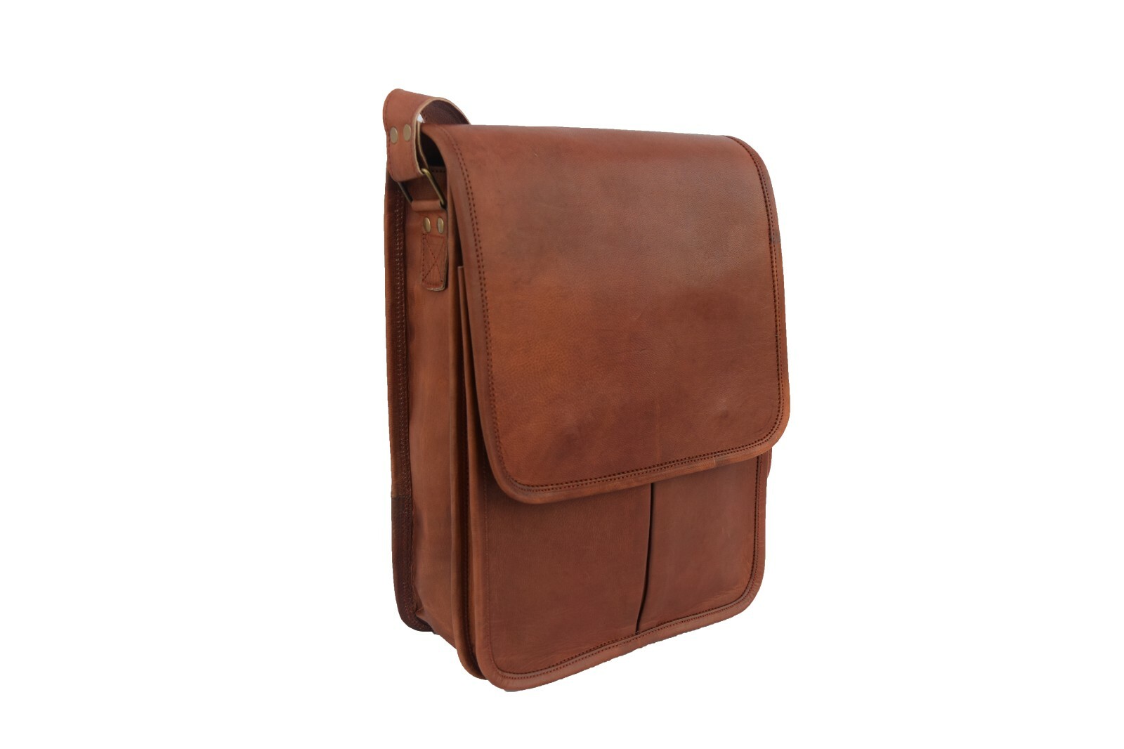 14 In Genuine Leather Messenger Bag Laptop Satchel Office School Crossbody Bags