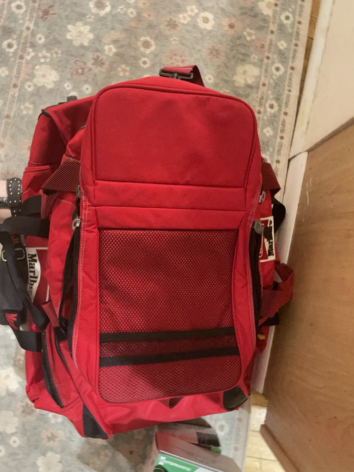 Set Marlboro Red/Black Large Rolling Wheeled duffle and smaller gym bag