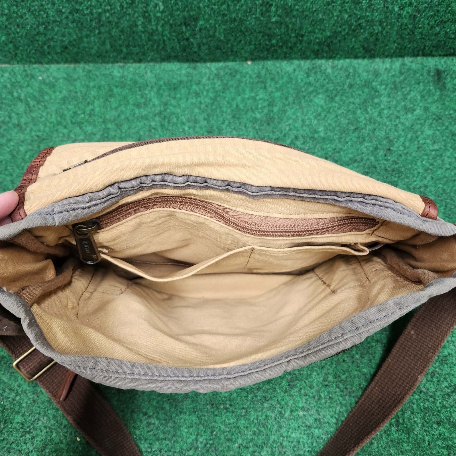 DULUTH TRADING Co Messenger bag Brown weathered Canvas Leather Trim Satchel