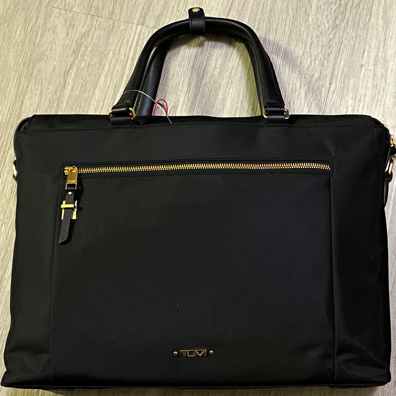 TUMI Black Zip Briefcase/Document Case w/ Outer Pockets, Double Handles