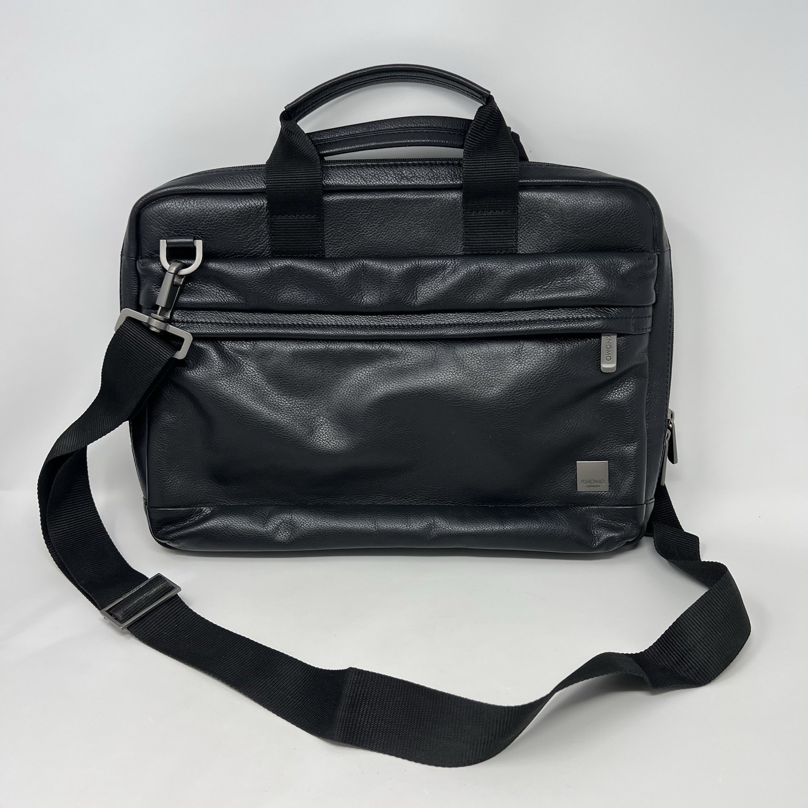 Knomo London Barbican Foster Leather Laptop Bag Black Briefcase 14”
