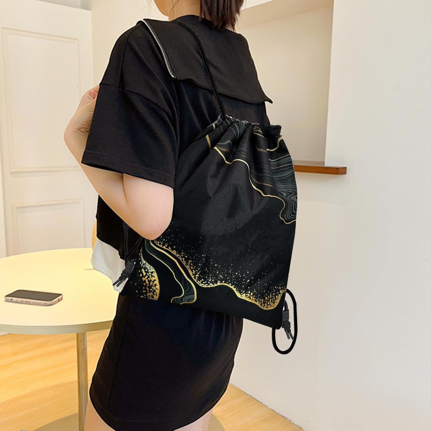 Drawstring Backpack Draw String Bag Sports Gym Bags Waterproof Cute Aesthetic Sa