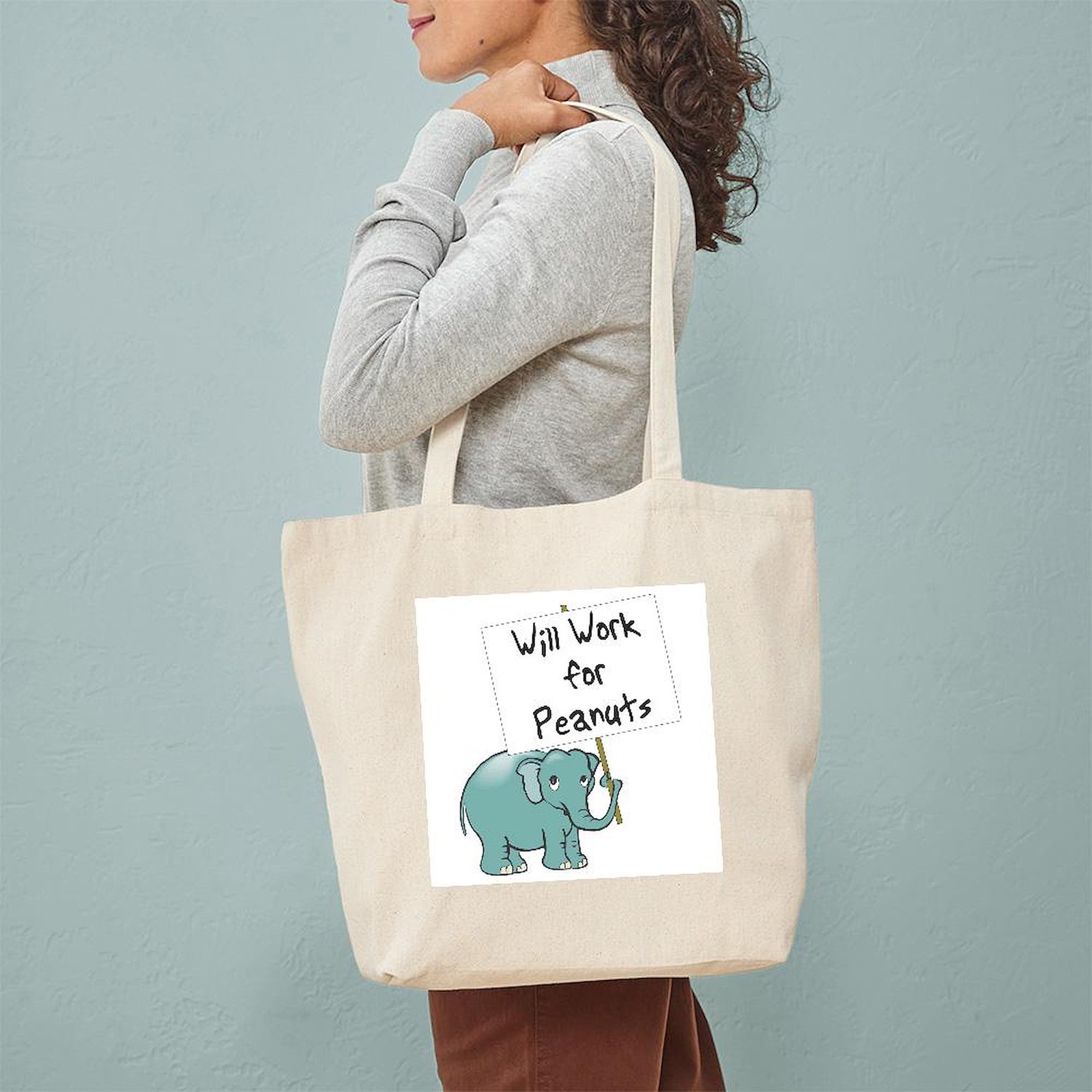 CafePress Elephant Tote Bag Work For Peanuts Tote Bag (10327781)