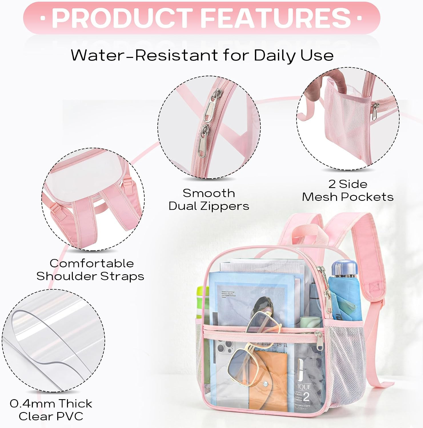 Clear Backpack for Stadium Events Stadium Backpack Waterproof 12X6X12 Clear Bag