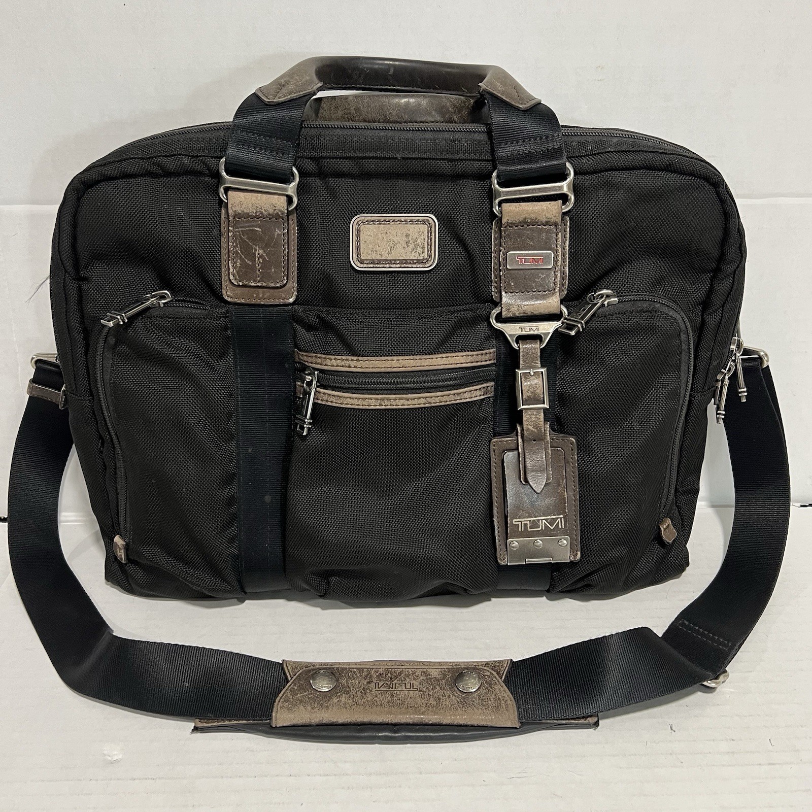 TUMI Alpha Bravo McNair Slim Briefcase Black Ballistic Nylon Leather 22611HKH