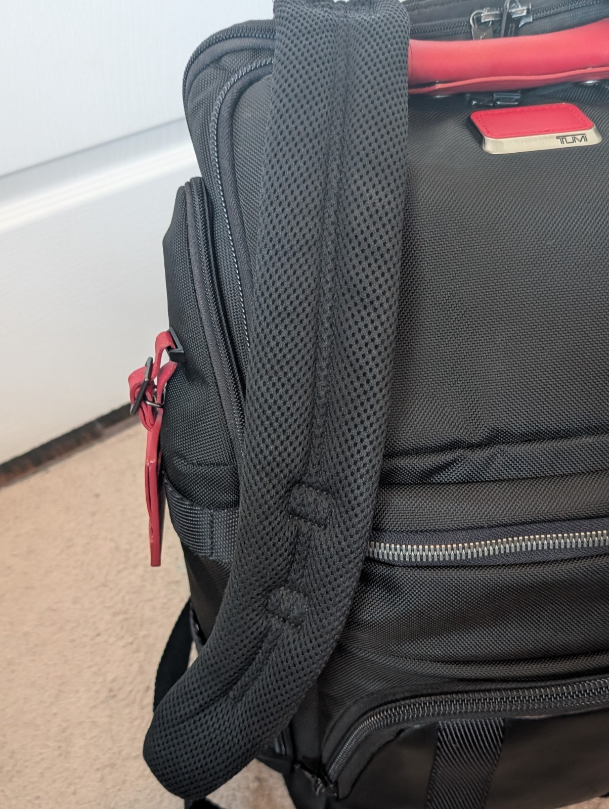 TUMI Alpha Bravo Tyndall Utility Backpack 0232384D Black Ballistic Nylon Red Kit
