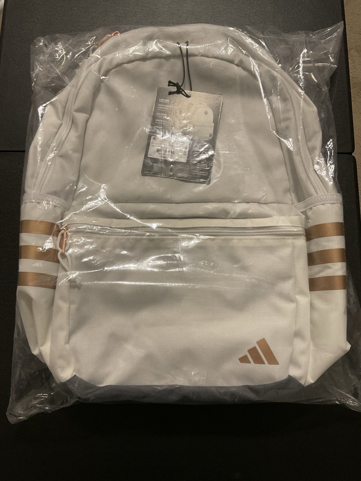 Adidas Classic 3S 5 Backpack, White/Rose Gold School Sports Travel Unisex New