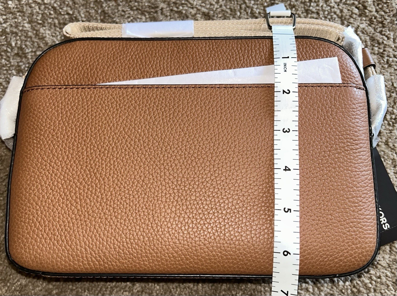 Michael Kors Hudson Crossbody Bag Brown Pebble Leather Embossed Logo