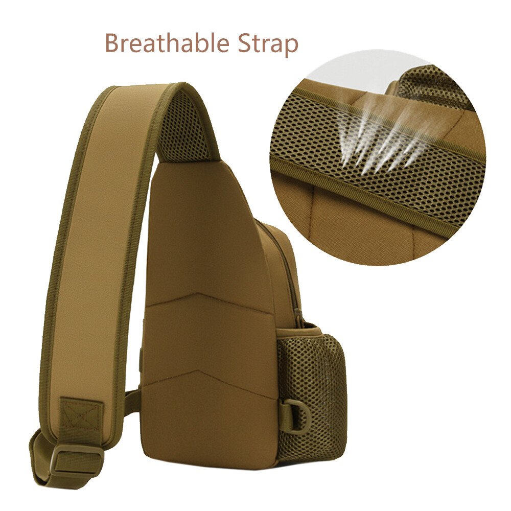 Tactical Sling Bag Military Shoulder Bag Assault Pack with Water Bottle Holder