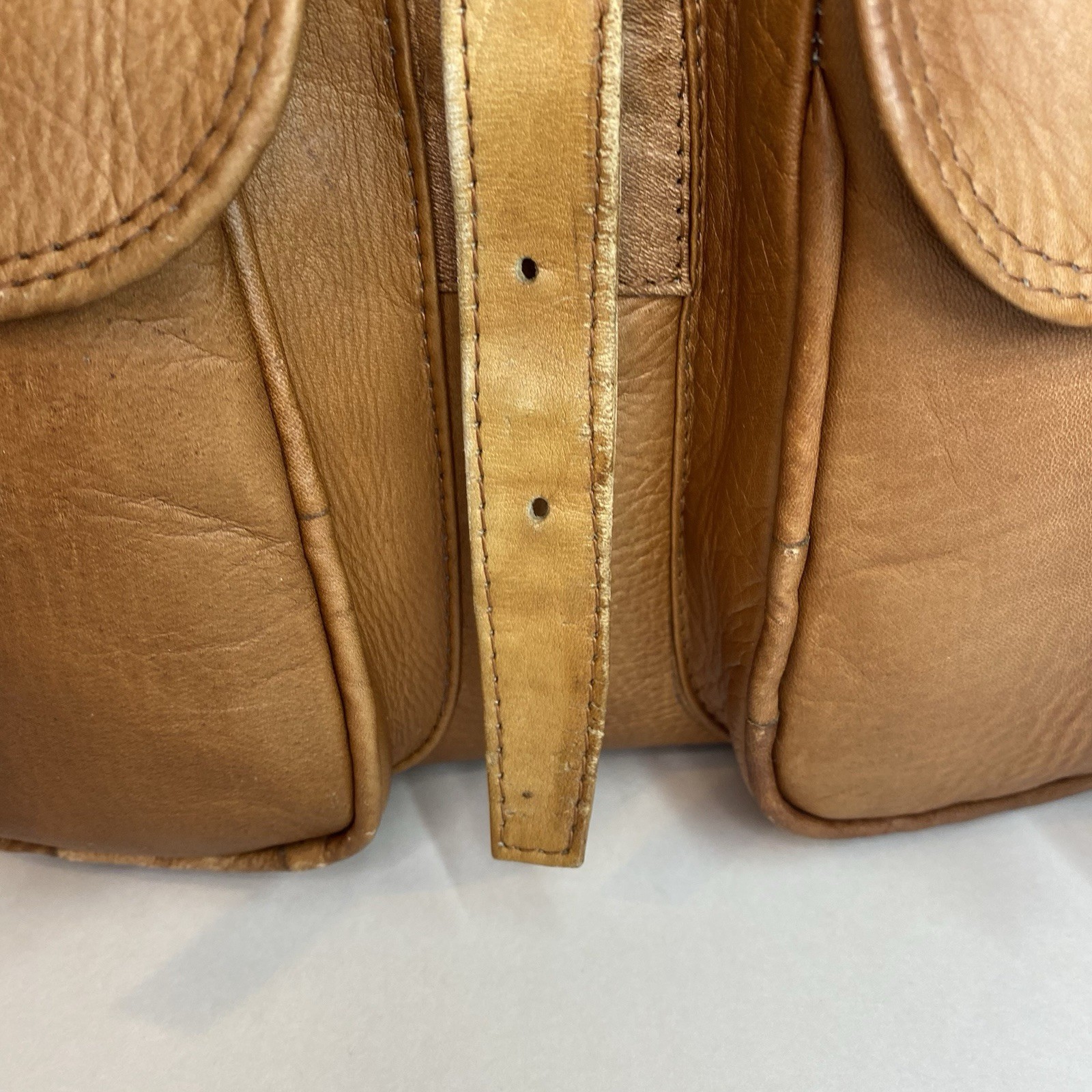Large Vintage Handmade Leather Backpack Brown Travel Rucksack Lined