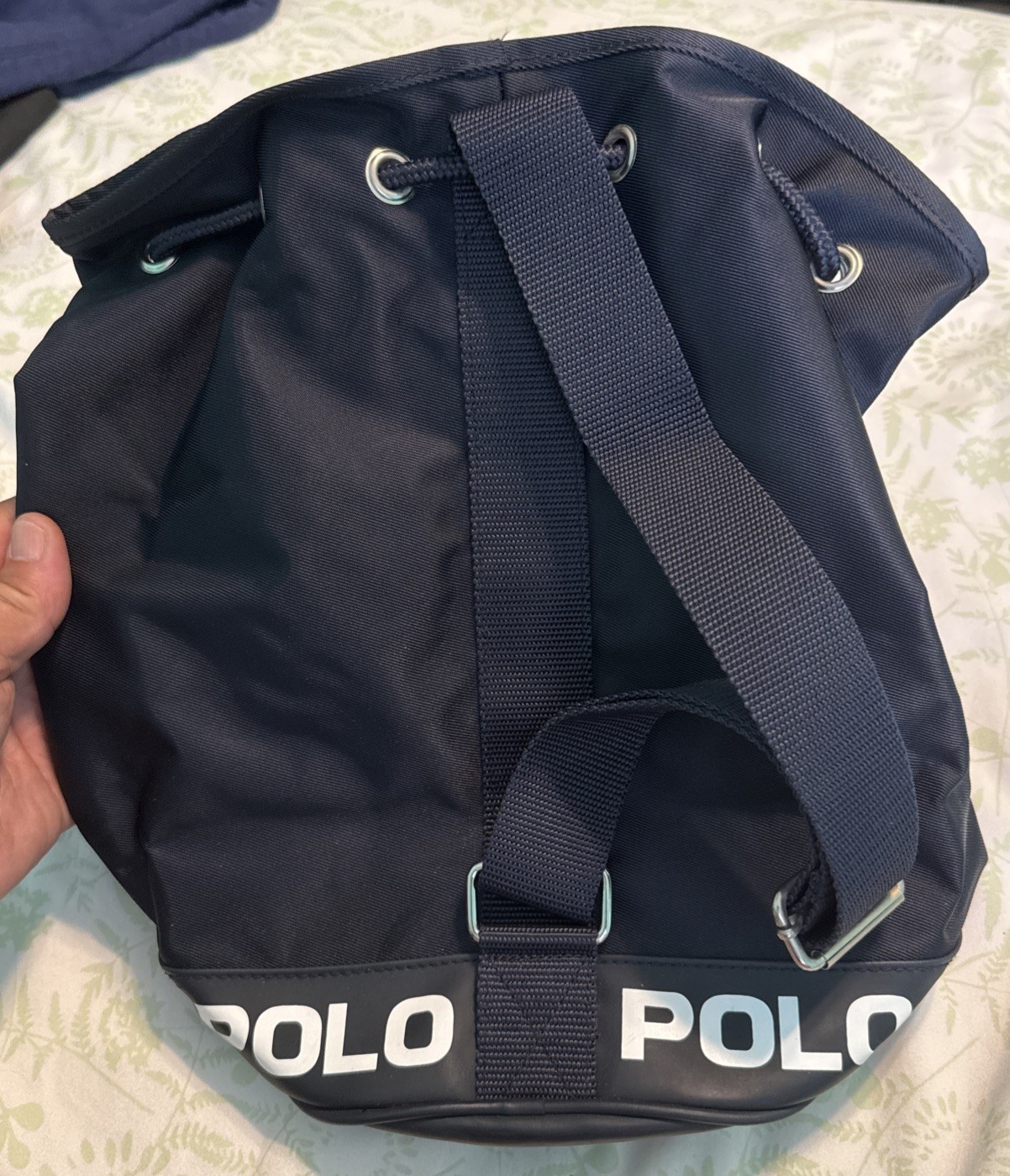 Vtg 90s Polo Sport Ralph Lauren Bucket Bag Drawstring Closure EUC Navy