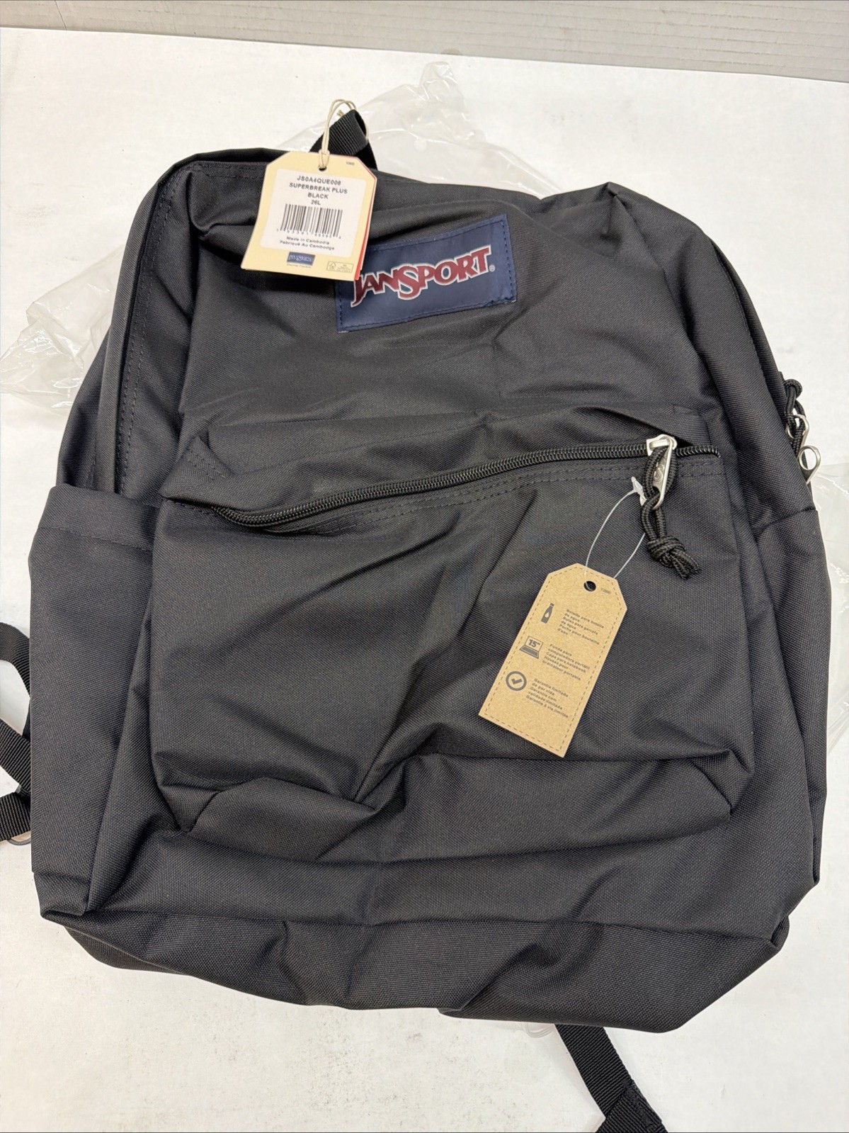 JanSport Backpack Laptop Sleeve Bag 17.5″ Black Water Bottle Pocket NEW w/Tags