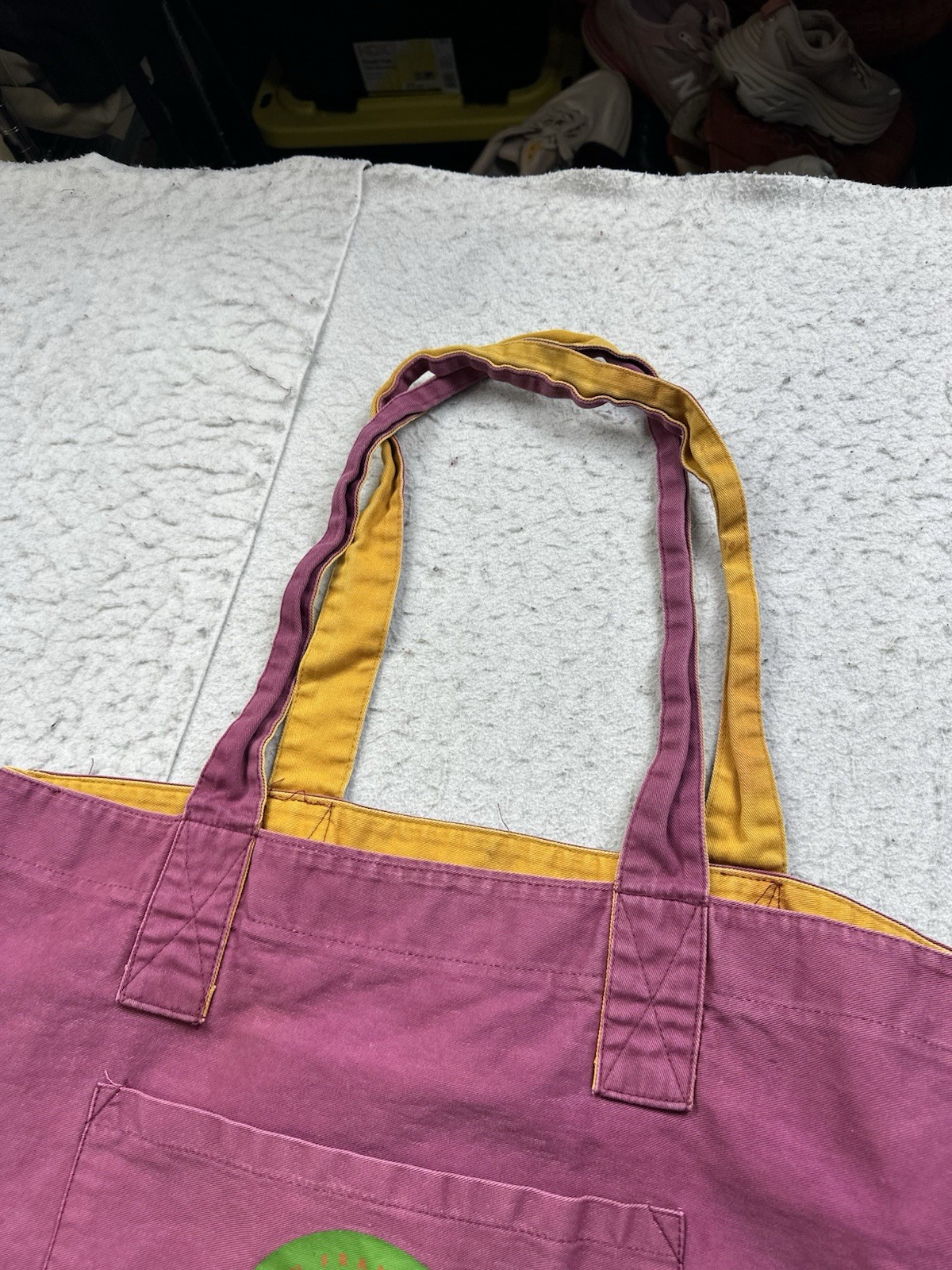 Vintage Esprit Spellout Tote Bag Cotton 80s USA Purple Beach Surf